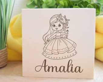 Girl personalized money box with name piggy bank wood laser engraved personalized gift baptism children birthday present baby