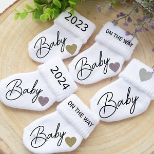 Baby Socks Baby 2024 Pregnancy Announcement with Socks Baby On The Way Sock Pregnancy Announcement with Socks Baby 2023 Baby Coming image 1