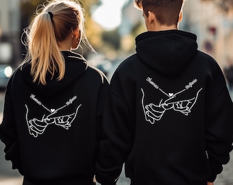 Together in style: Personalized partner hoodies. Valentine's Day gift. Gift for her. Gift for him. Matching outfits for couples.