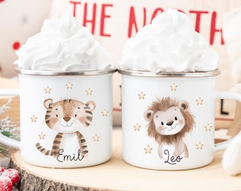 Taza Safari Personalizada para Niños – Taza Infantil Personalizada con Animales – Regalo para Niñas y Niños, Regalo de Navidad, Regalo para el Día de San Nicolás