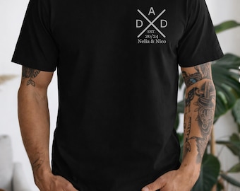 Timeless Fatherhood: Personalized Dad Shirt. T-shirt with the child's name and year of birth. Dad Gift. Dad Gift Idea.