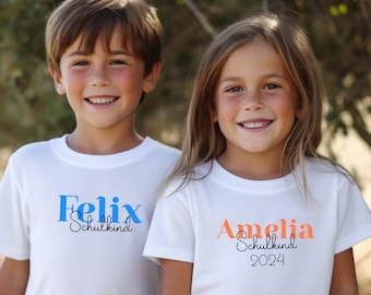 Personalized school child 2024 T-shirt: Celebrate the school year! School child T-shirt. T-shirt for starting school school child with name. First day of school.