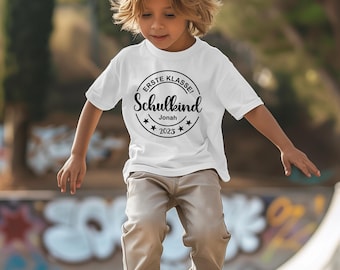 Erstklässler T-Shirt:Personalisierte T-Shirt für Kinder.Schulkind 2025 Shirt mit Name.Geschenk zur Einschulung.Schulanfang T Shirt 2025.