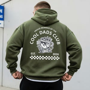 Cool Dads Club メンズ パパパーカー、年号入り、妊娠中のお父さんへのプレゼント、出産のお知らせ、妊娠のお知らせ、レトロヴィンテージ