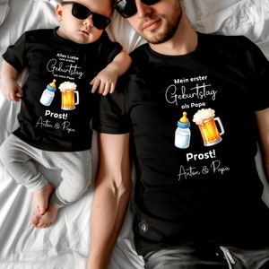 Erster Geburtstag als Papa:Matching Outfit.Partnerlook Vater und Baby.Geburtstag Geschenk Papa.Prost Papa.Happy Birthday Geschenkidee.