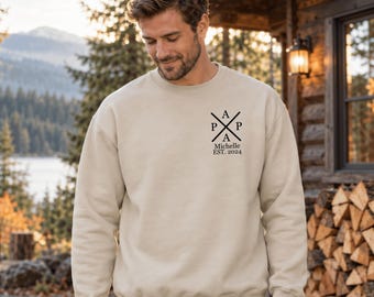 Personalized Dad Sweatshirt – Pullover with Child's Name & Year of Birth – Gift for Dad – Christmas, Birthday, Father's Day