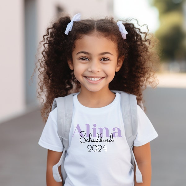 Personalized school child 2023 T-shirt: Celebrate the school year! School child T-shirt. T-shirt for school child enrollment with name. First day of school.
