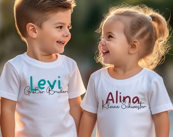 Geschwister Matching Outfit. Partnerlook Große Schwester,Kleine Schwester.Geschwister Passendes Set Großer Bruder, Kleiner Bruder T-Shirt.