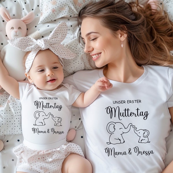 Erstes Muttertagsduo:Mama & Baby Übereinstimmendes Set.Personalisiertes Geschenk Muttertag.Muttertagsgeschenk.Mama Baby Outfit.