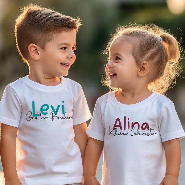 Geschwister Matching Outfit. Partnerlook Große Schwester,Kleine Schwester.Geschwister Passendes Set Großer Bruder, Kleiner Bruder T-Shirt.