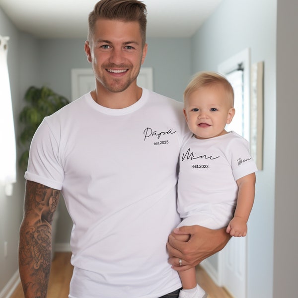 Papa & Ich:Papa und Mini Passendes Set.Papa und Ich Outfit.Personalisiertes Papa T-Shirt und Baby Body.Geschenk für Vatertag.Familienoutfit.