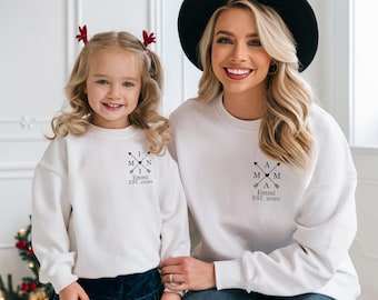 Mom and Me Matching Sweaters – Perfect for mother-child bonding. Personalized mom and child outfit. Matching set. Dad mini sweatshirts.