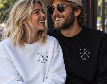 Relationship Date Sweatshirts for Couples: A Unique Gift Idea. Valentine's Day Gift for Her. Valentine's Day Gift for Couples.