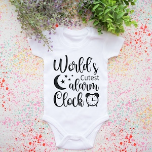 Baby Body World&#39;s cutest alarm clock. baby body suit Funny baby bodysuit. Funny baby bodysuit. baby clothes. baby onesie