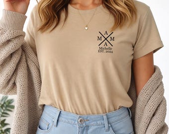 T-shirt personnalisé pour maman avec les noms des enfants et leurs années de naissance – Cadeau pour maman – Cadeau pour la fête des mères – Cadeau d'anniversaire pour les mamans.