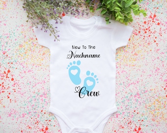 New To The Last Name Crew BabyBody Bodysuit New Family Member Baby Body Announcement 2023 Personalized Baby Gift Baptism Birth