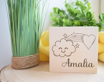 Salvadanaio salvadanaio in legno personalizzato con nome cubo risparmio inciso al laser regalo personalizzato battesimo bambini regalo compleanno bambino