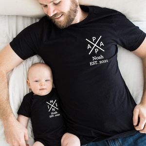 Dad and me outfit. Matching Personalized Dad T-Shirt and Baby Bodysuit.Gift for Father's Day. Dad child matching set. Family outfit.