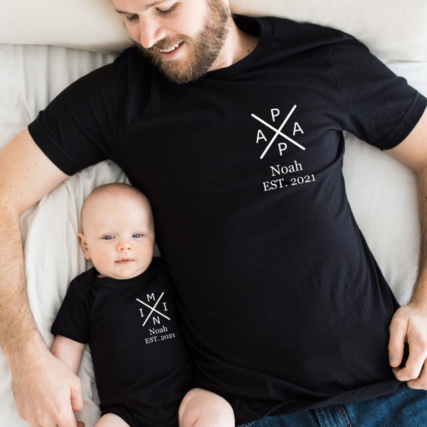 Dad and me outfit. Matching Personalized Dad T-Shirt and Baby Bodysuit.Gift for Father's Day. Dad child matching set. Family outfit.