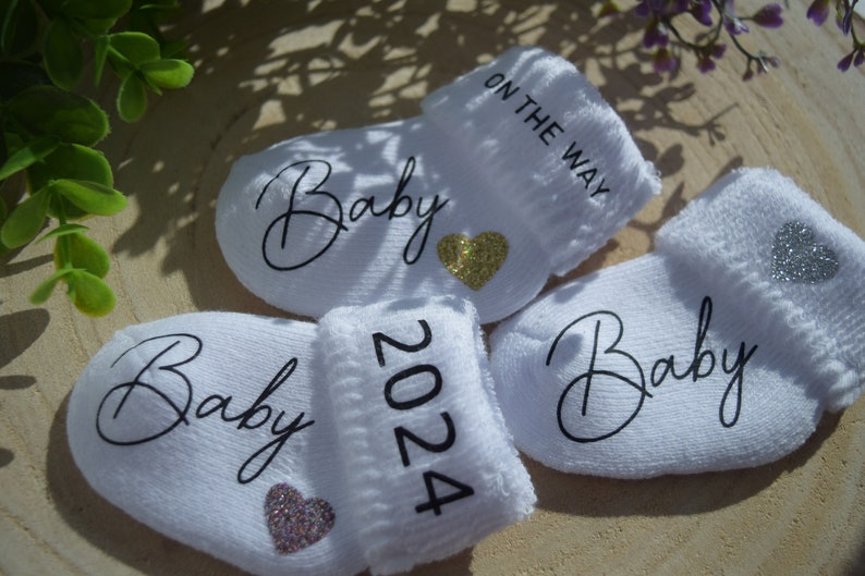 Baby Socks Baby 2024 Pregnancy Announcement with Socks Baby On The Way Sock Pregnancy Announcement with Socks Baby 2023 Baby Coming image 5