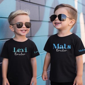 Personalized sibling t-shirt set – big brother & little sister with names. Sibling matching look set. Children&#39;s sibling gift.