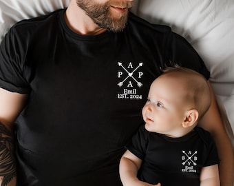 Daddy and me outfit. Matching personalized dad t-shirt and baby bodysuit. Gift for Father&#39;s Day. Dad child matching set. Family outfit.