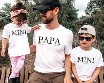 Gift for Dad & Baby – Matching T-Shirt Set with Name and Year of Birth – Perfect Father's Day or Birthday Gift