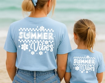 Summer Vibes T-Shirt Set – Family Matching Look – Summer Outfit for Parents & Children, Matching Holiday Shirts. Family T-Shirt Set.