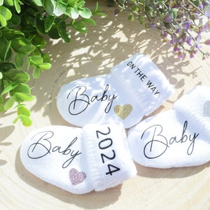 Baby Socks Baby 2024 Pregnancy Announcement with Socks Baby On The Way Sock Pregnancy Announcement with Socks Baby 2023 Baby Coming image 4