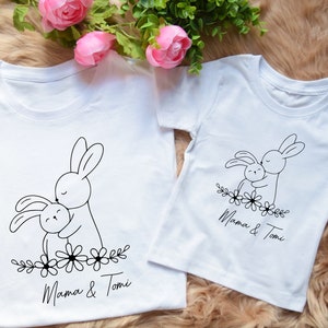 Des tenues assorties pour le meilleur duo maman et bébé. Cadeau pour la fête des mères : ensemble maman et moi lapin. Idée cadeau maman et bébé. Ensemble mère-enfant. image 5