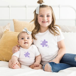 Family puzzle matching shirts and baby bodysuits. Missing piece family matching set. Mother's Day gift. Puzzle family outfit. image 4