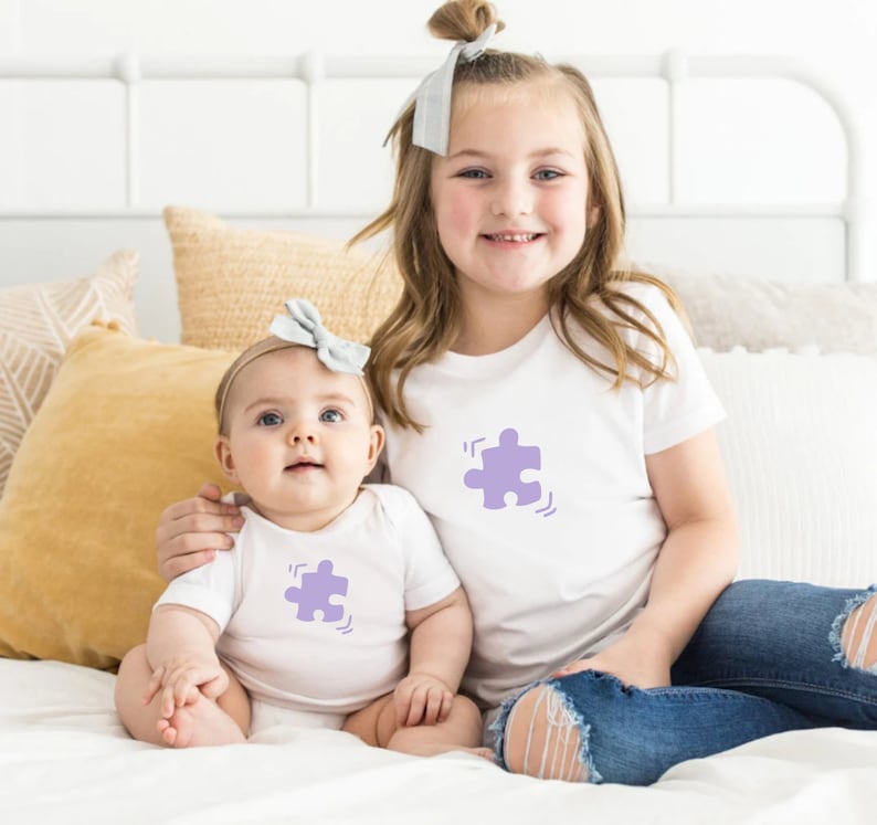Family puzzle matching shirts and baby bodysuits. Missing piece family matching set. Mother's Day gift. Puzzle family outfit. image 4