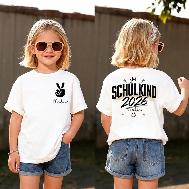 First Day of School 2026 Personalized T-Shirt, Kids Shirt with Name, Back to School Gift, First Day of School Outfit, I'm a Schoolchild image 5