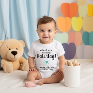 First Father's Day Baby Body Lots of love from mom and me Perfect gift for new dads. Father's Day Gift Mom and I Love You Bodysuit image 3