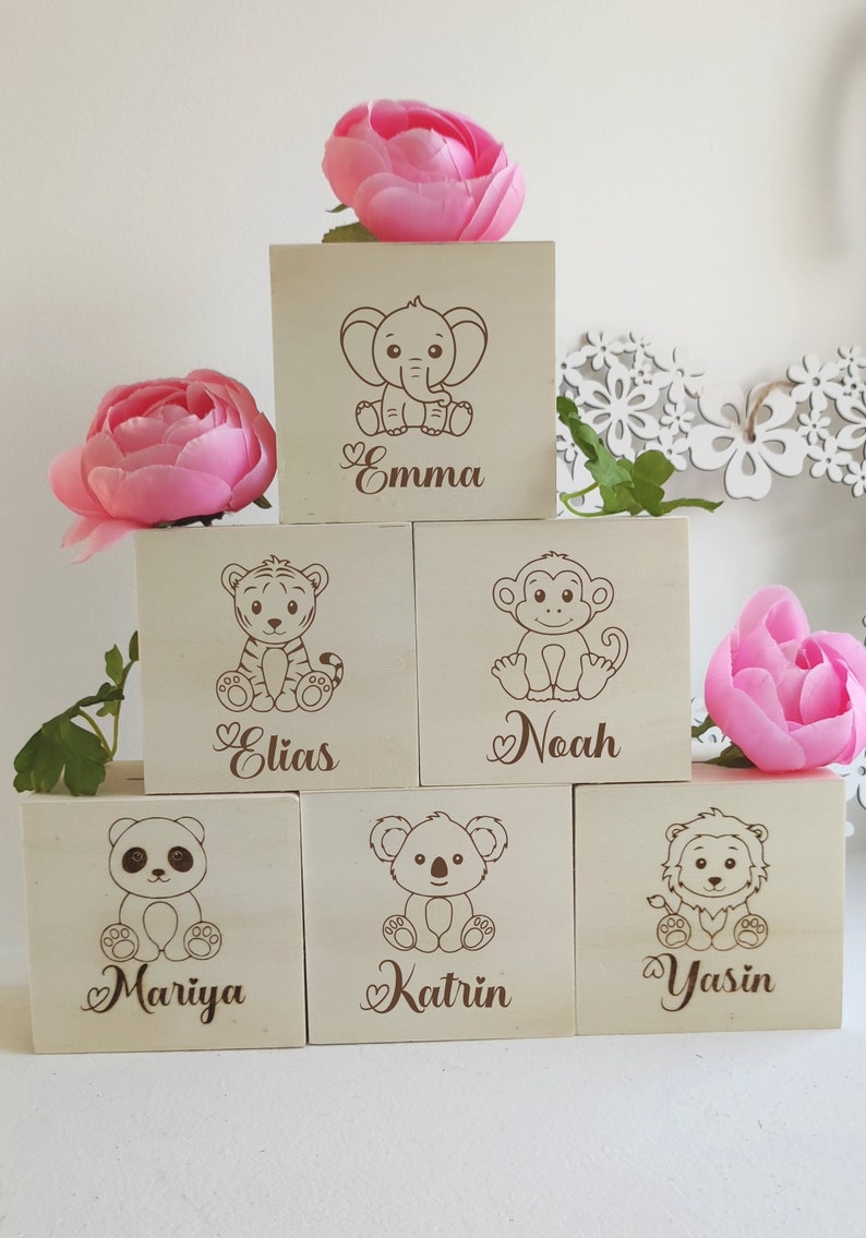 Personalized money box. wooden money box. Money box with name. Money box with animal motif. Children money box. Kids Personalized Gift. image 1