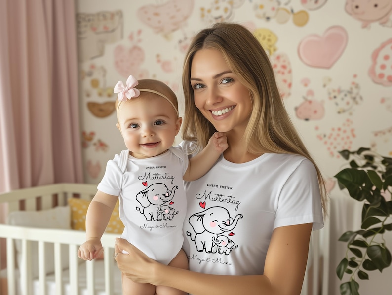 Conjunto personalizado a juego para mamá y bebé para el primer Día de la Madre, regalo para la nueva mamá y el bebé, regalo del Día de la Madre imagen 3