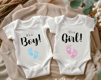 Geschlecht verkünden Baby Body 2025.Überaschung Bodysuit.Baby Shower Party Bodysuit.Its a Boy,Its a Girl.Es ist ein Junge Es ist ein Mädchen