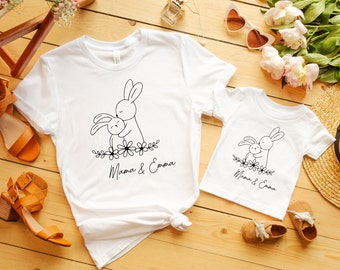 Matching outfits for the best mom and baby duo. Mother's Day gift: Mom and me bunny set. Mom and baby gift idea. Mother child set.