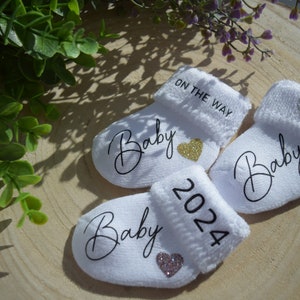 Baby Socks Baby 2024 Pregnancy Announcement with Socks Baby On The Way Sock Pregnancy Announcement with Socks Baby 2023 Baby Coming image 7