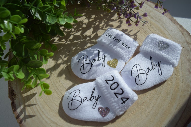 Baby Socks Baby 2024 Pregnancy Announcement with Socks Baby On The Way Sock Pregnancy Announcement with Socks Baby 2023 Baby Coming image 7