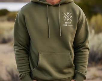 Papa Stolz Personalisiertes Hoodie:Trage deine Vaterschaft mit Stil.Hoodie mit individuellem Namen und Geburtsjahr.Vater Geschenke.