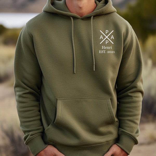 Papa Stolz Personalisiertes Hoodie:Trage deine Vaterschaft mit Stil.Hoodie mit individuellem Namen und Geburtsjahr.Vater Geschenke.