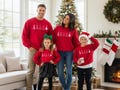 Red family Christmas sweater. Matching Christmas outfits for siblings. Family sweaters. Christmas tree sweaters. Christmas sweater. product logo