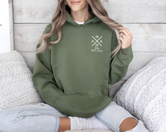 Mutterschaft Eleganz Kapuzenpullover.Mama Pulli.Mutter Geschenk.Mama Hoodie.Mama Sweatshirt.Personalisierter Kapuzenpullover.Mama Geschenk.