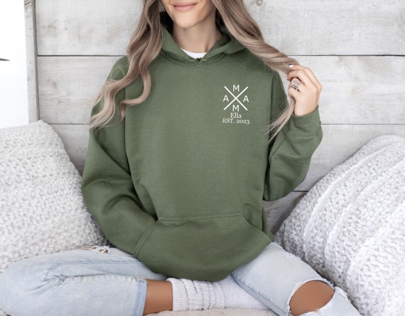 Mutterschaft Eleganz Kapuzenpullover.Mama Pulli.Mutter Geschenk.Mama Hoodie.Mama Sweatshirt.Personalisierter Kapuzenpullover.Mama Geschenk.
