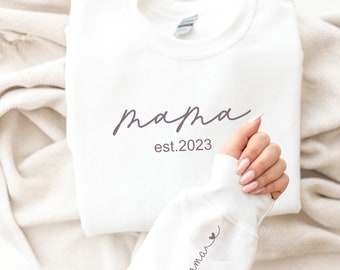 Jahr der Freude: Personalisiertes Mama-Sweatshirt mit Kindernamen.Mama Sweatshirt.Mom To Be.Mama Geschenke.Mama Hoodie.Muttergeschenke.