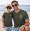 Personalized family set with names and birth years \u2013 matching shirts for mom, dad, and children. Perfect as a gift for Father's Day, Mother's Day, product logo