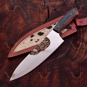 Engraved J2 Steel Kitchen Knife, J2 Chef Knife with Micarta Handle, BBQ Boning Slicing Knife Personalized Chef Knife Christmas Gift for Men