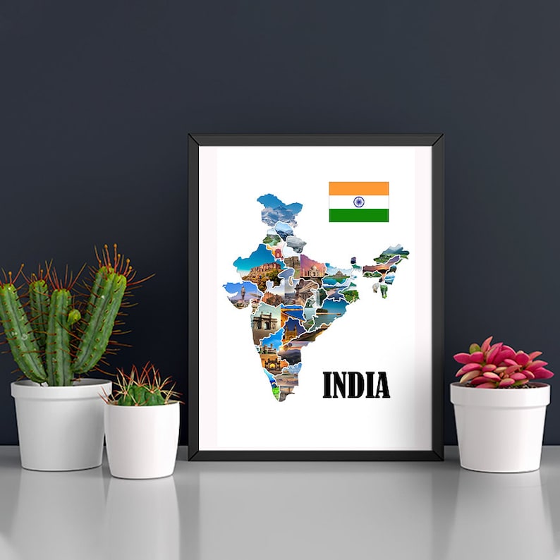 India Map Wall Art India Map Wall Decal India Map Wall Decor India Map Poster India Wall Print