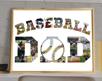 Baseball Dad Photo Collage: Personalized Baseball Gift (Digital JPG)
